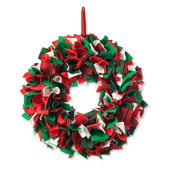 Glitzhome&#xAE; 19.25&#x22; Christmas Multicolor Felt Wreath